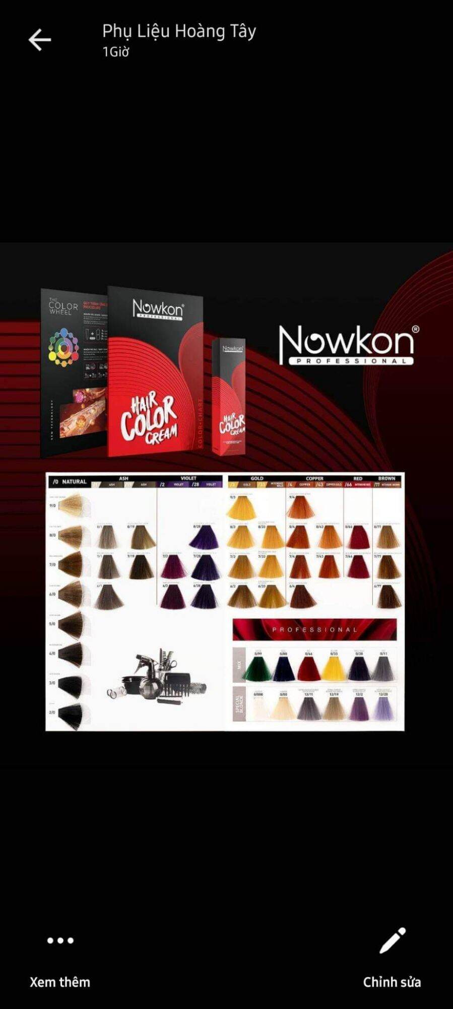 Màu nhuộm tóc nowkon.kem nhuộm tóc nowkon