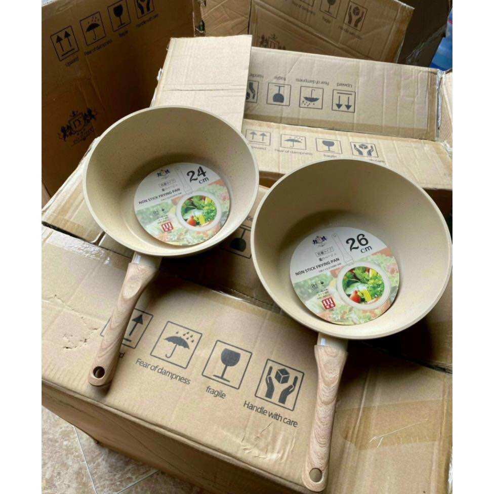 Chảo sâu lòng chống dính bếp từ vân đá kiểu nhật 26cm, chảo đáy từ ceramic cán gỗ sang trọng, cao cấp
