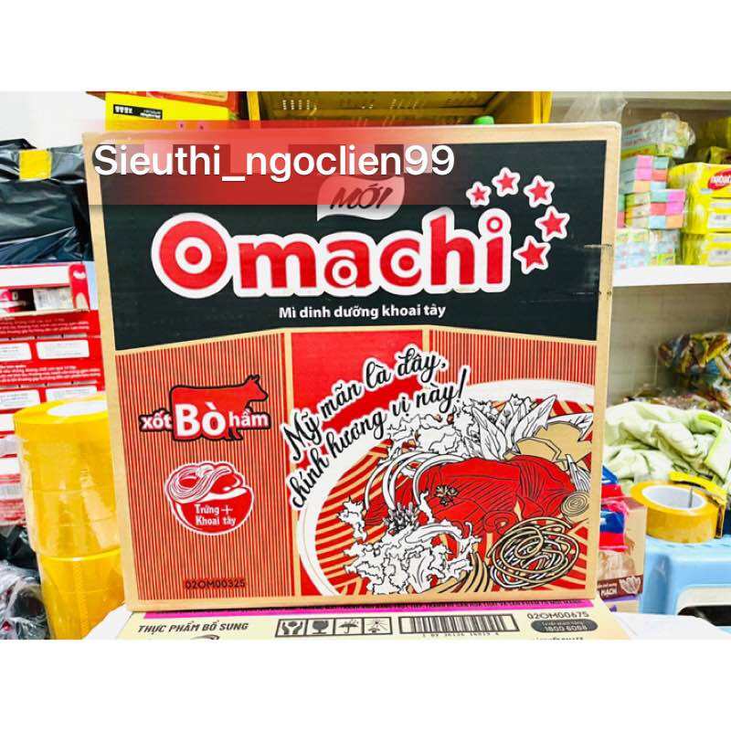 Thùng mì Omachi 30 Gói xốt bò hầm/sườn hầm ngũ quả tôm chua cay bắp bò riêu cua 30 gói [ Date Mới Nhất ]