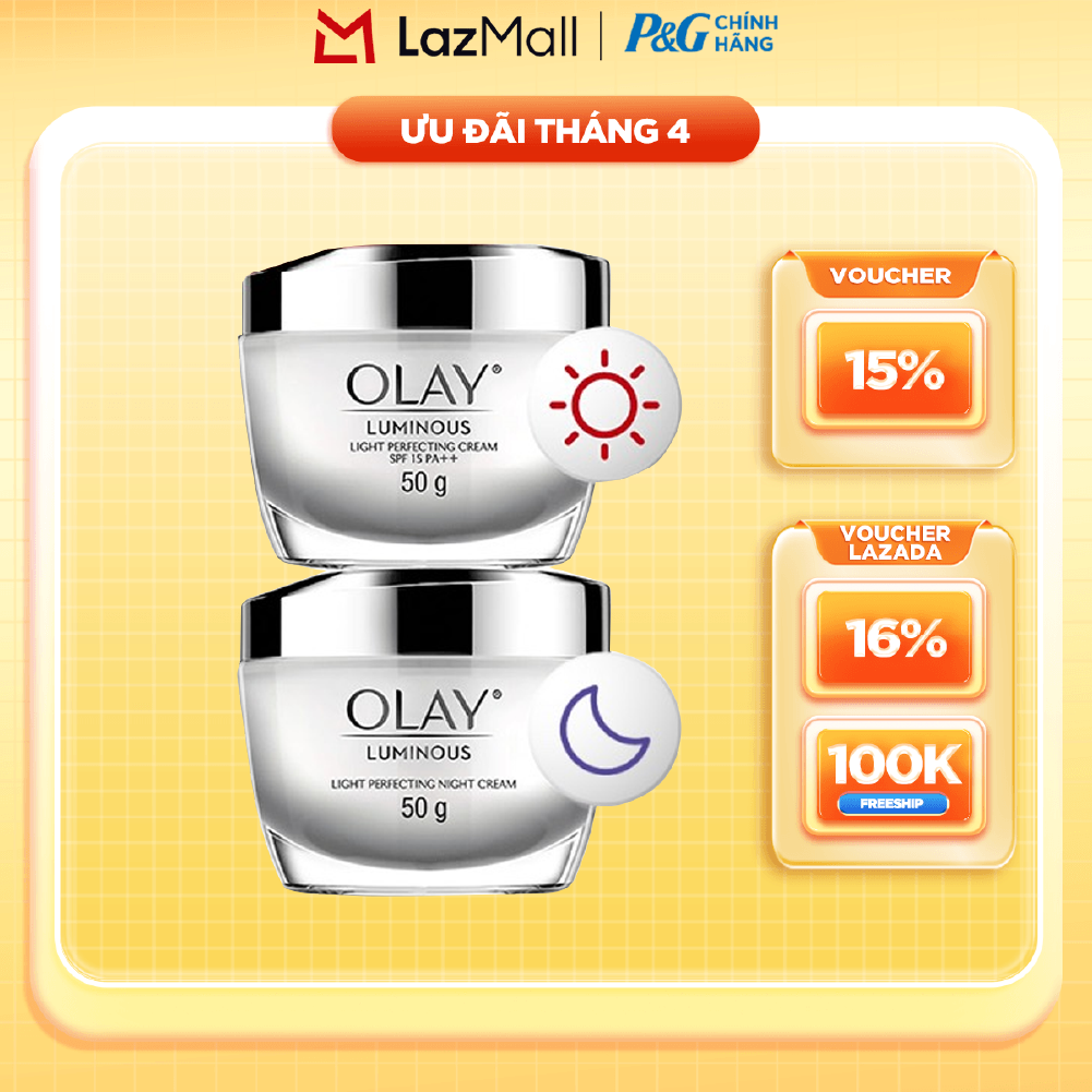 Combo Kem Dưỡng Ngày  Đêm OLAY LUMINOUS Dưỡng Sáng Da Hũ 50G