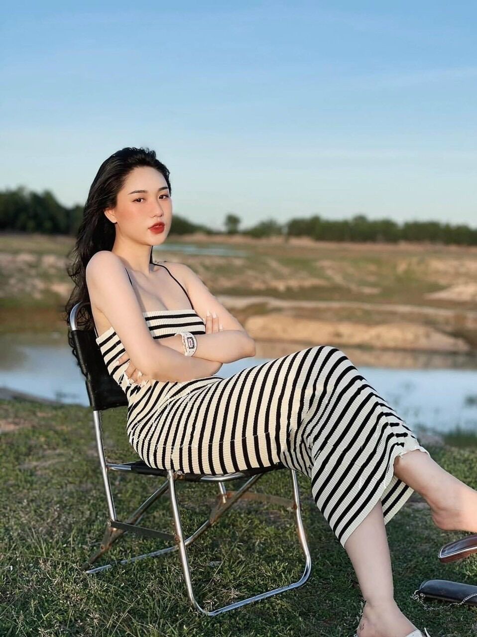 Đầm 2 Dây Body Sọc Ngang