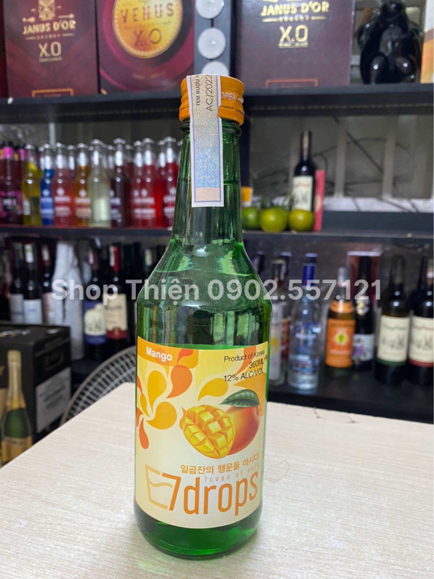 Soju Hàn Quốc 7DROPS MANGO 12% 360ml-Vị Xoài