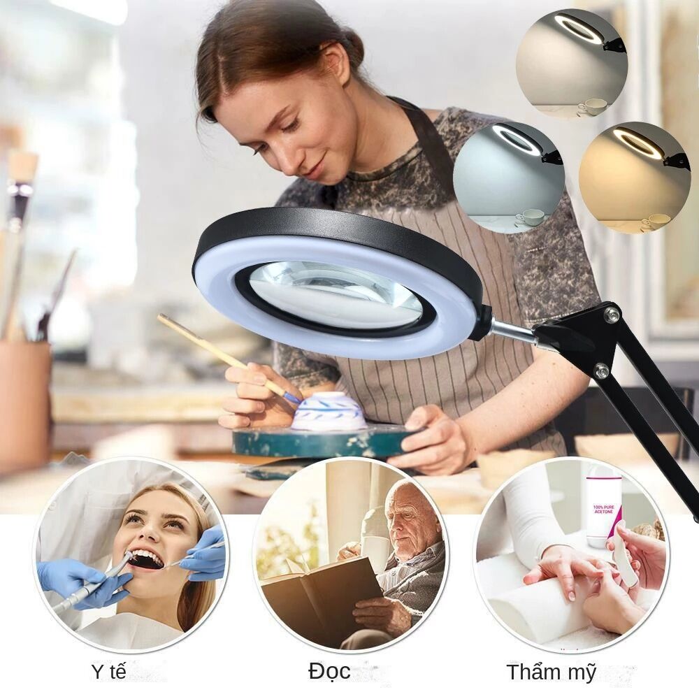 8X Illuminated Magnifier USB 3 Colors 64 LED Magnifying Glass for Soldering Iron Repair/Table Lamp/Skincare Beauty Tool