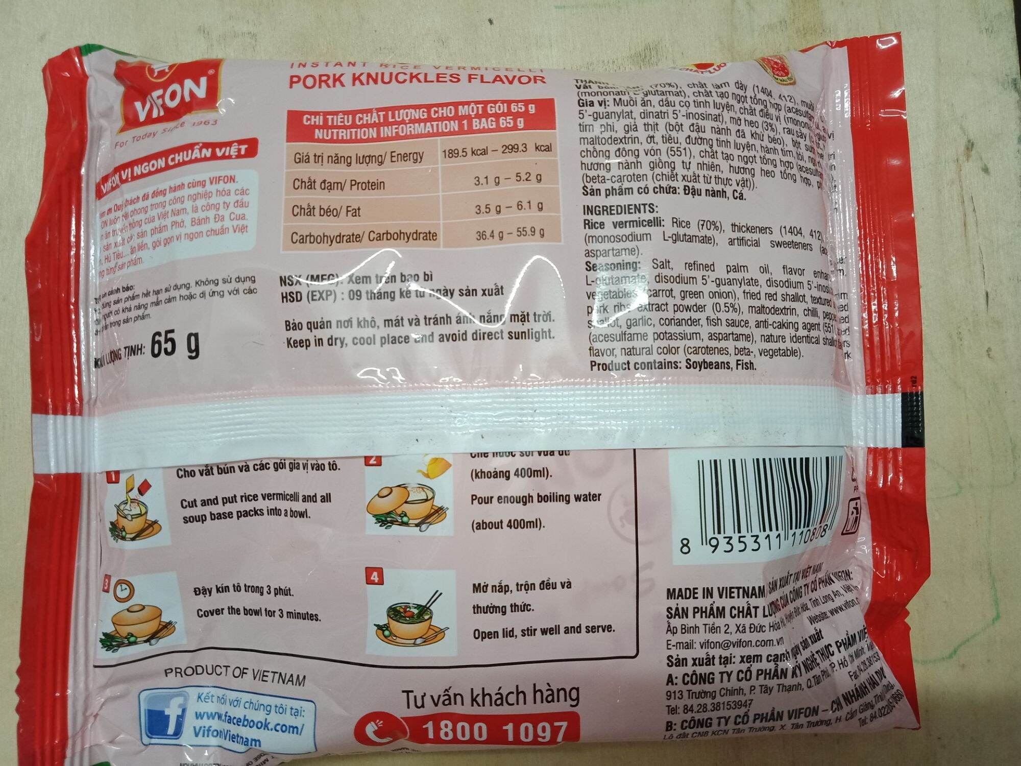 Thùng 30 gói Bún giò heo Vifon