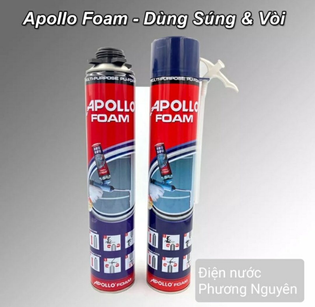 Keo bọt nở Apolo Foam 750ml chính hãng, thương hiệu kết hợp bởi Mỹ, Nhật Bản, Singapore