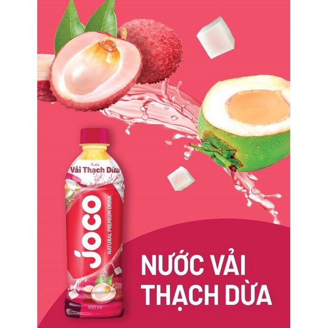 Lốc 6 chai nước giải khát trái cây vị vải thạch dừa Joco