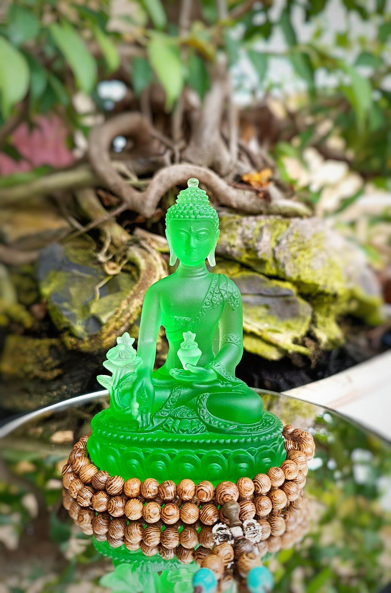 Tượng Phật Dược Sư đá Lưu Ly 12cm