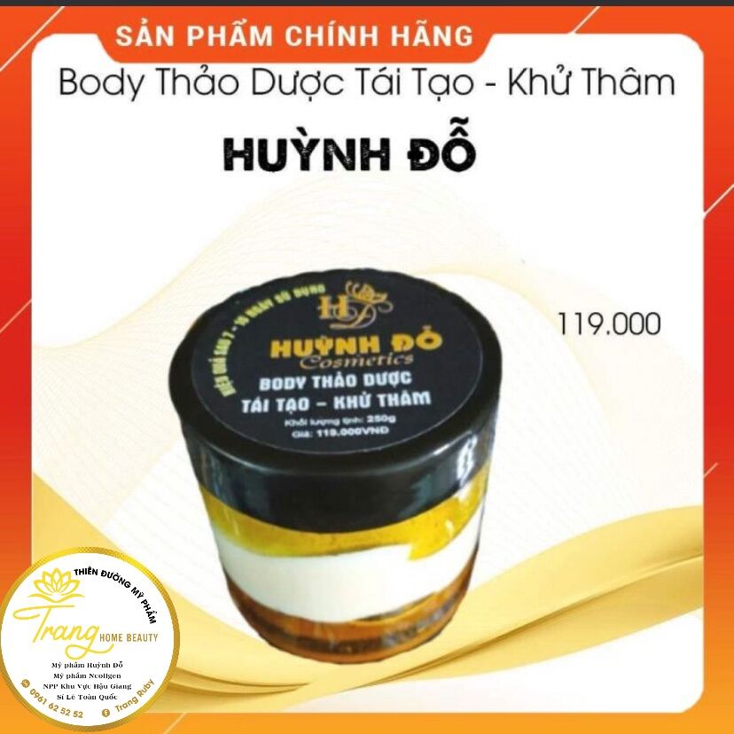 Kem body thảo dược tái tạo khử thâm, thích hợp da ngâm đen, chai lì, bật tone sau 7 ngày