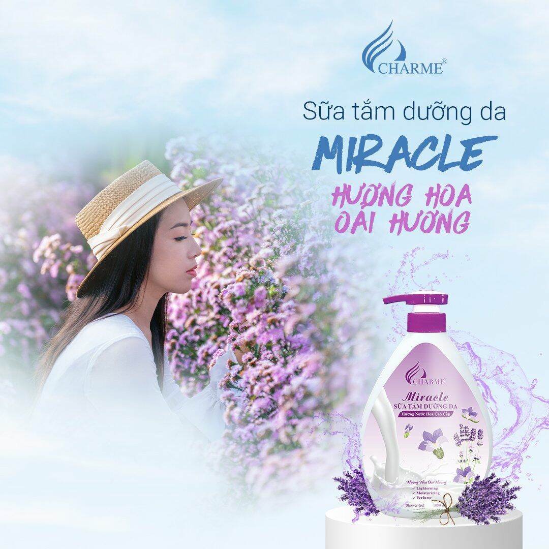 [Hcm]Sữa Tắm Hương Nước Hoagiúp Trắng Mịn Thơm Ngọt Ngào.màu Tím Hương Oải Hươngthế Tích 1000Ml +Nước Hoa Mini