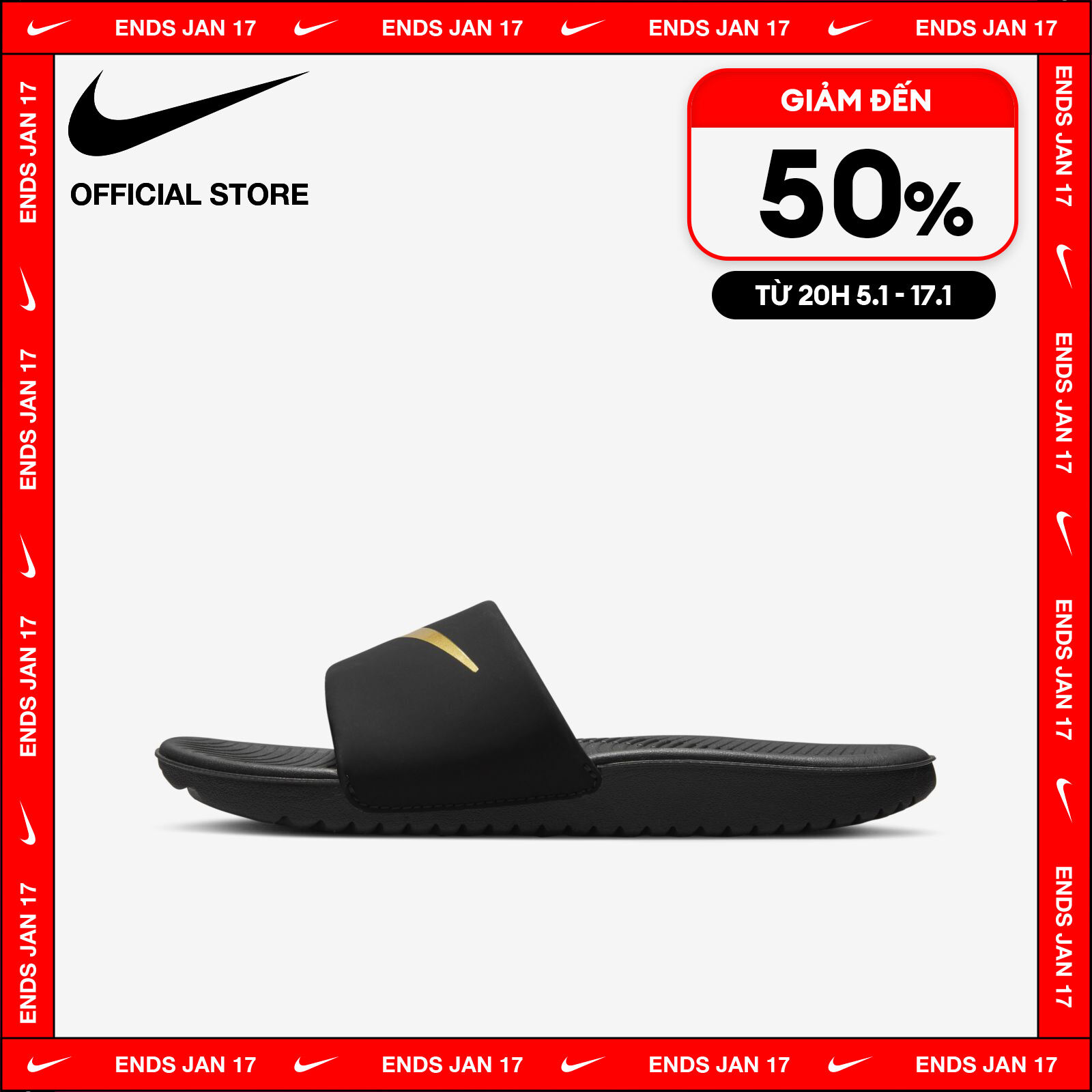 [TỪ 15-17.1 I VOUCHER 35%] Dép Quai Ngang Nike Kids' Kawa Little/Big Kids' Grade School (Boys') Slides - Black