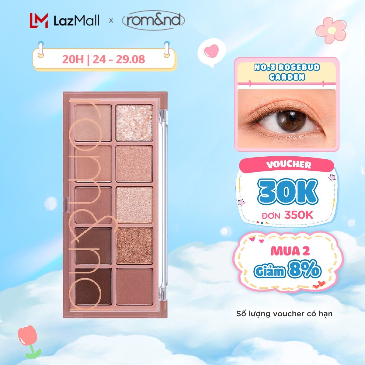 Bảng phấn mắt 10 màu siêu lấp lánh Hàn Quốc Romand Better Than Palette 7.5g