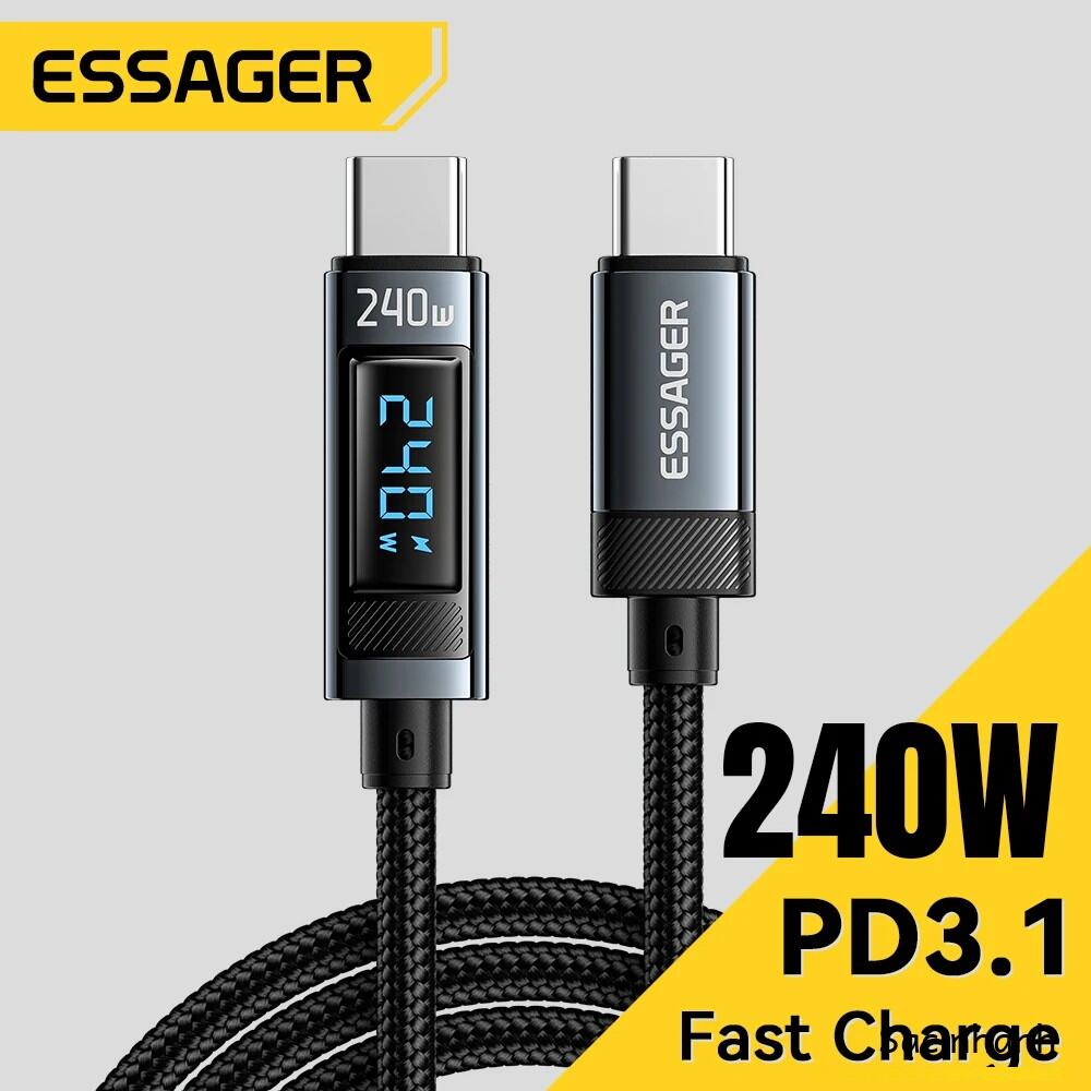 Essager 240W USB Loại C Sang USB C 100W PD 3.1 Dây Sạc Nhanh Cho iPhone 15 Pro Max MacBook Pro Xiaomi Samsung