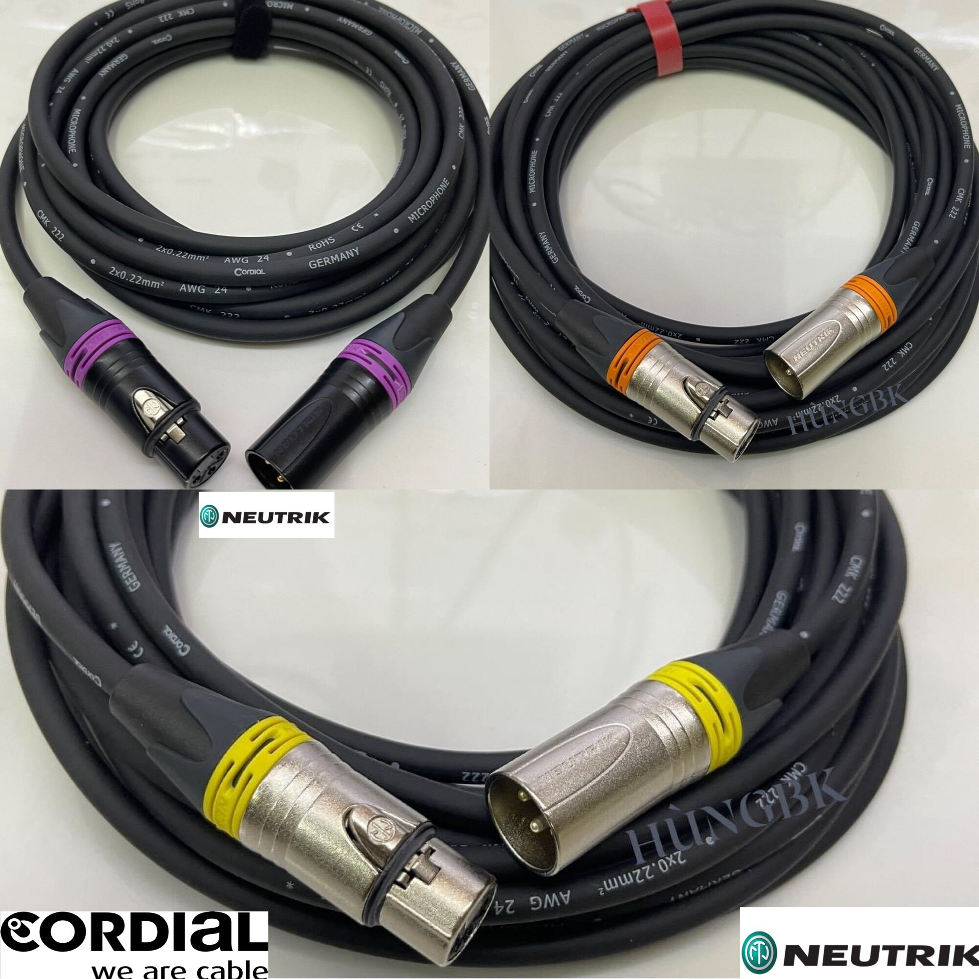 Dây canon neutrik 1m -2m đến 30 m cable microphone cordial made in germany - jack neutrik model nc3fxx & nc3mxx made in liechtenstein- cable cordial cmk222