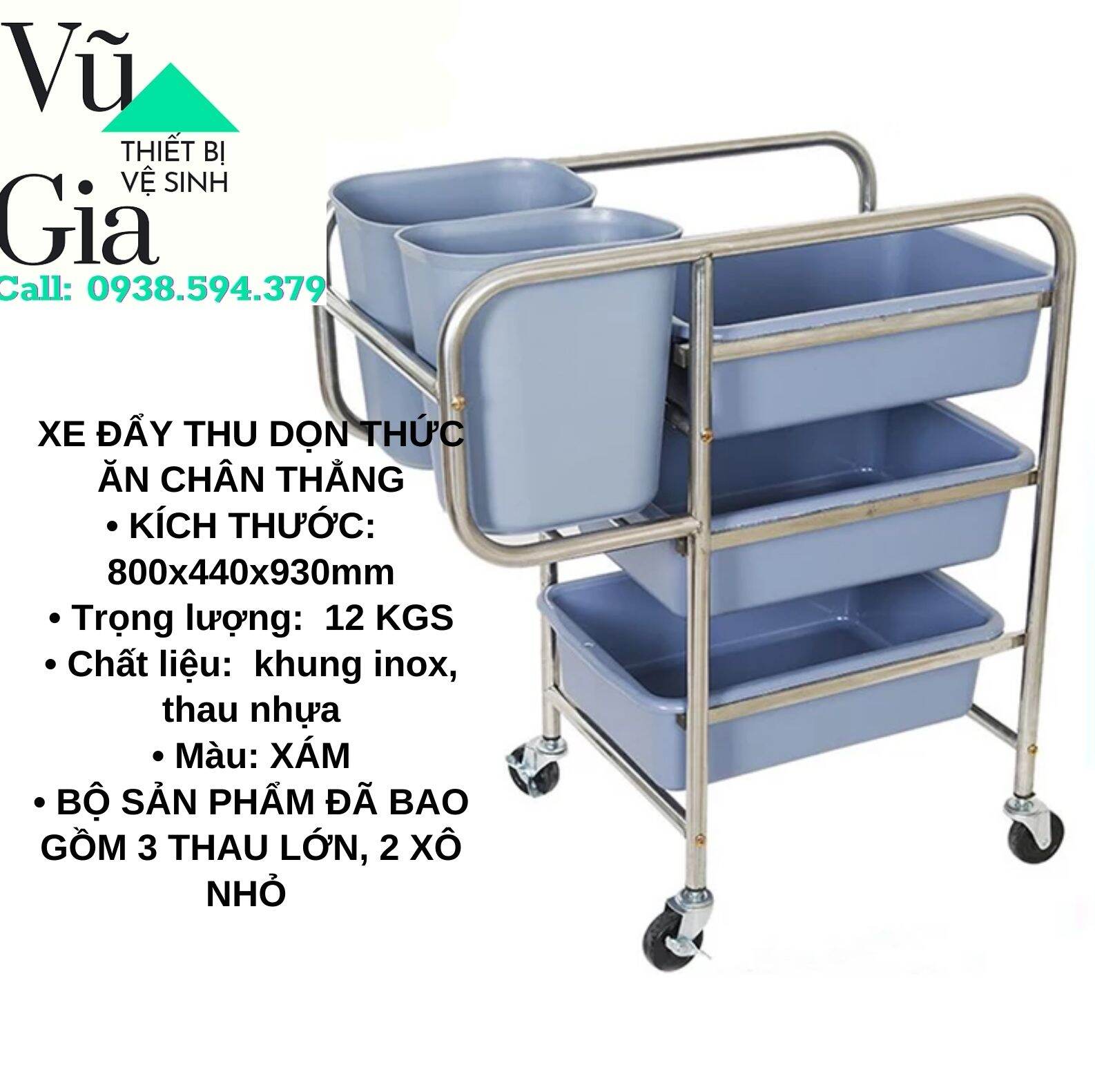 Xe đẩy thu dọn thức ăn nhà hàng khách sạn