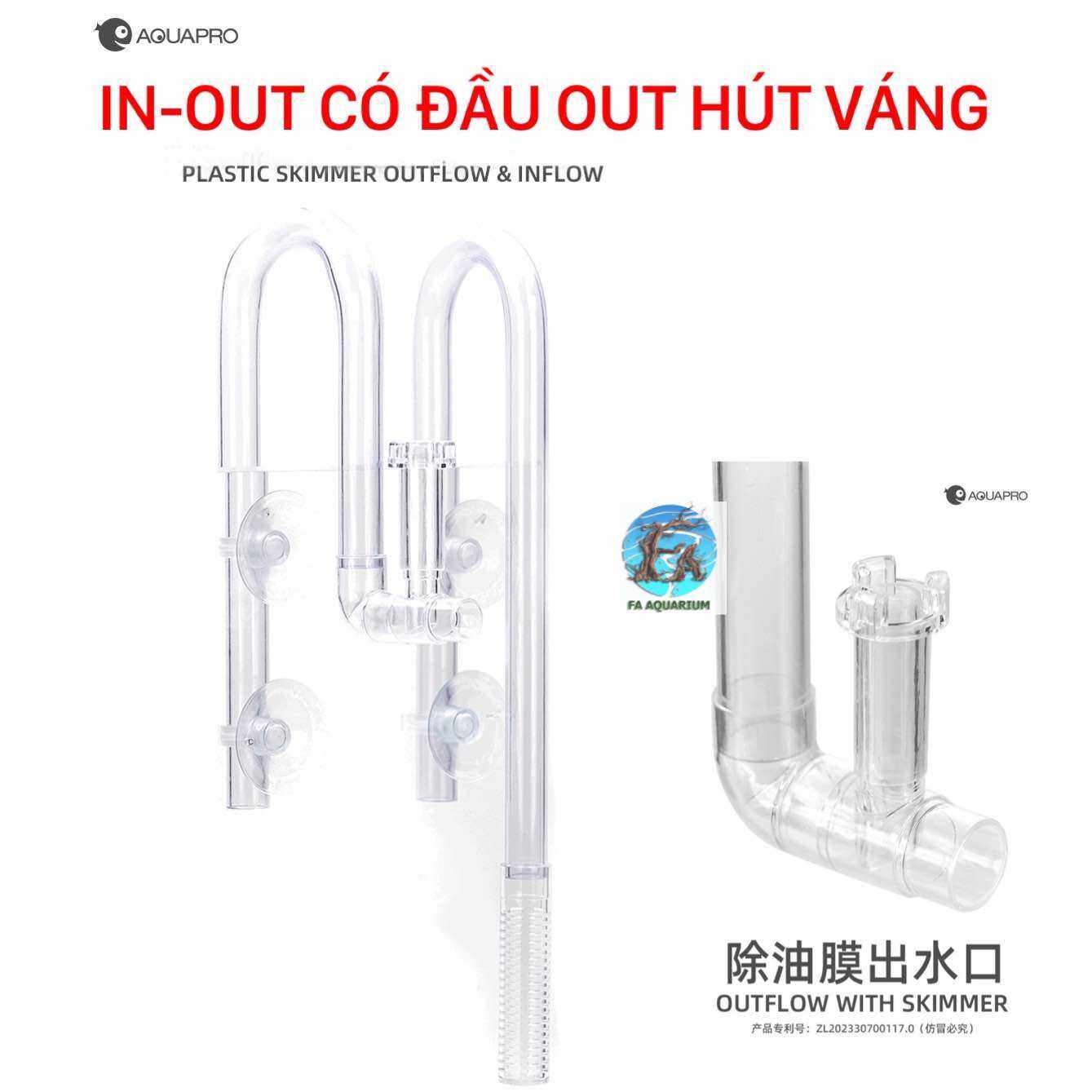 In-out lọc có đầu out hút váng cho bể cá, thuỷ sinh