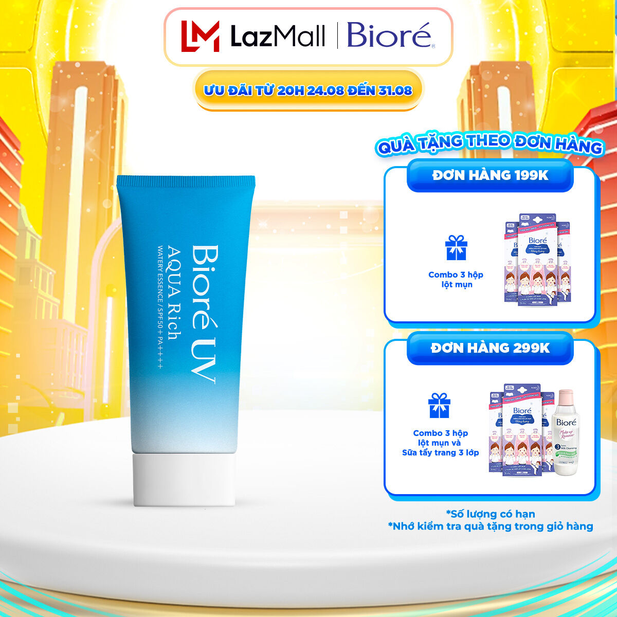 Bioré Essence Chống Nắng Màng Nước Dưỡng Ẩm UV Aqua Rich Watery SPF50+/PA++++ 50g (Bao bì ngẫu nhiên)