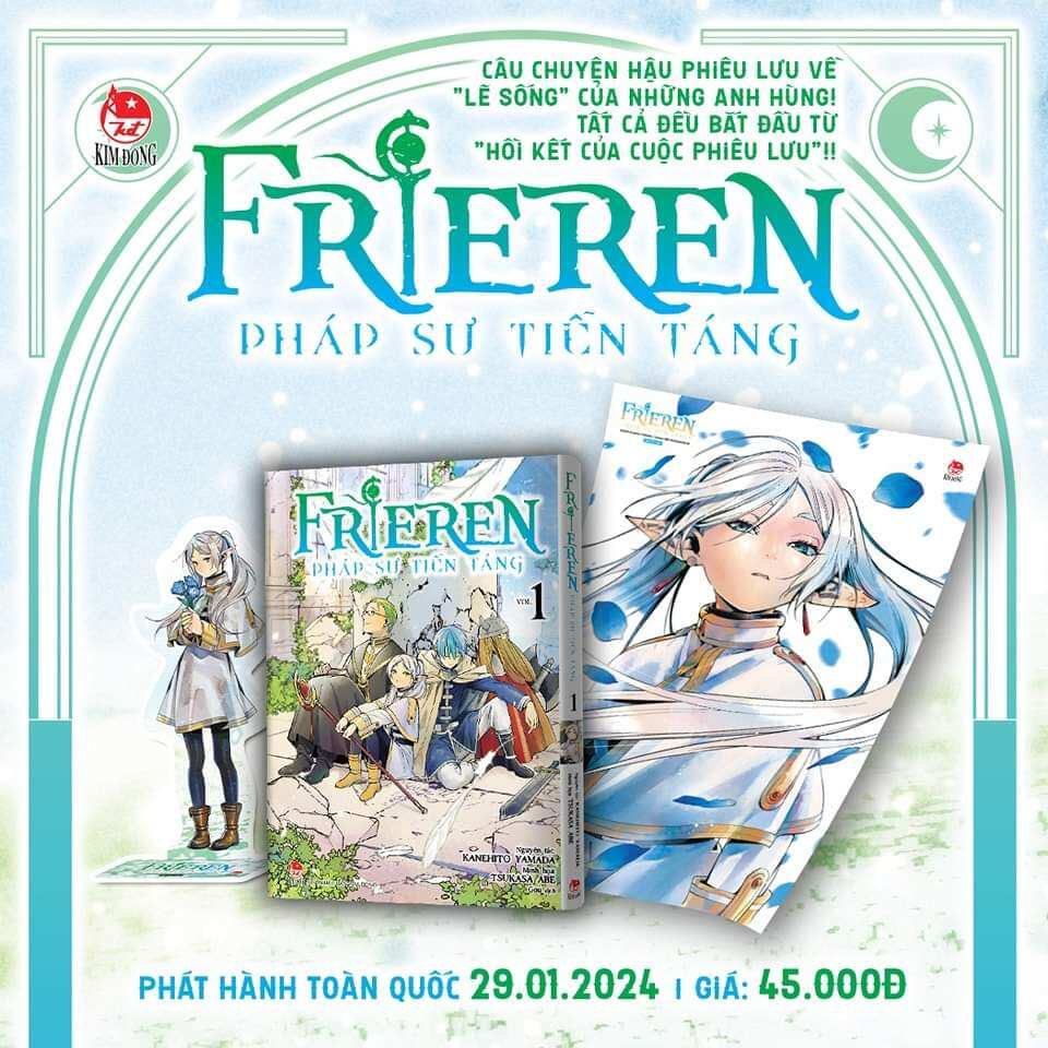 Kim đồng - frieren - pháp sư tiễn táng kèm standee và poster có ống