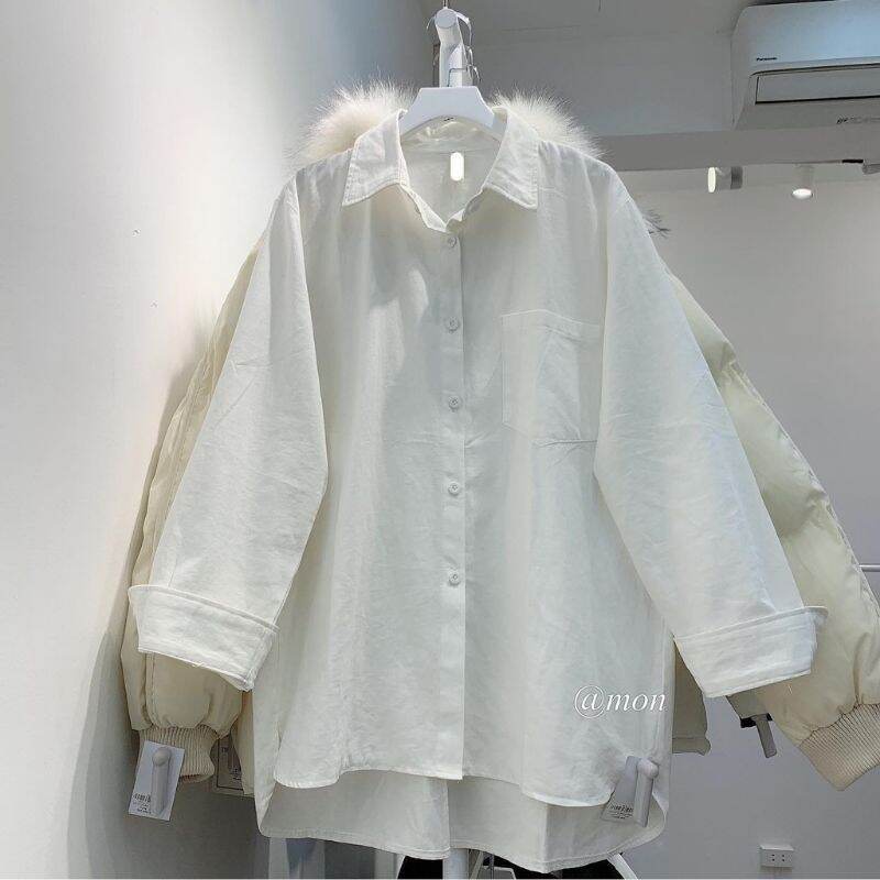 Áo sơ mi basic nữ ulzzang chất thô ( fom rộng )
