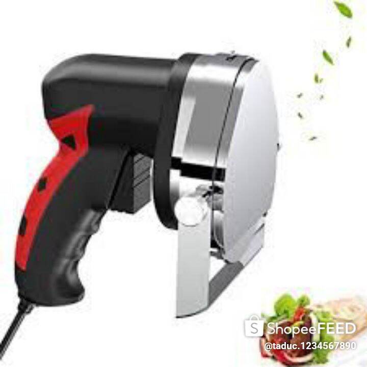 Máy cắt thịt, máy thái thịt cầm tay chạy điện 220v, KSE100, dành cho tiệm bánh Dorner kerbab, tùy theo ý căn chỉnh độ dày mỏng của thịt , tăng tối đa độ thái gấp 5 lần thái tay, tặng kèm lưỡi cắt cho máy bàng hợp kim cao cấp 550k