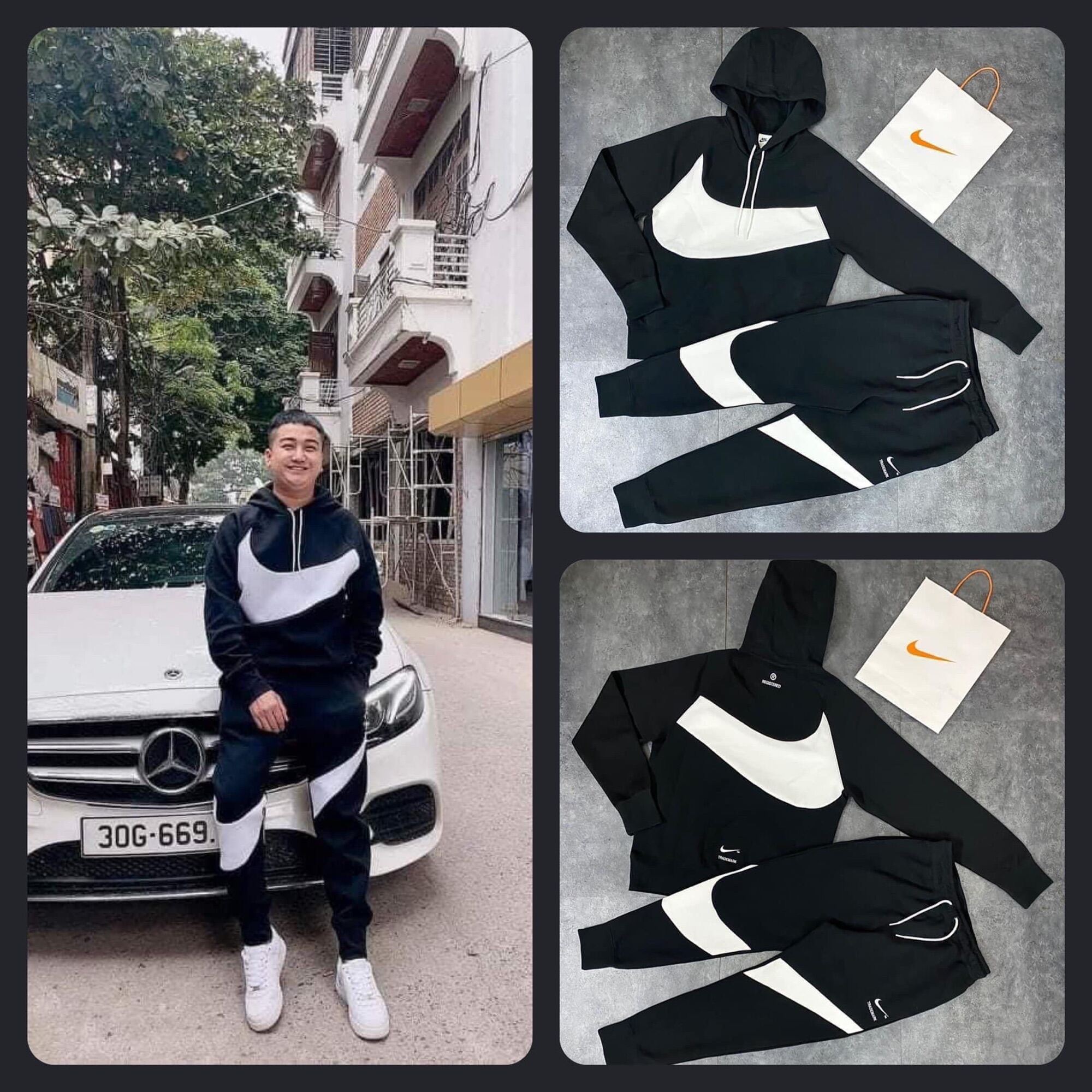 Bộ thể thao nam áo có mũ hàng likeauth dày dặn