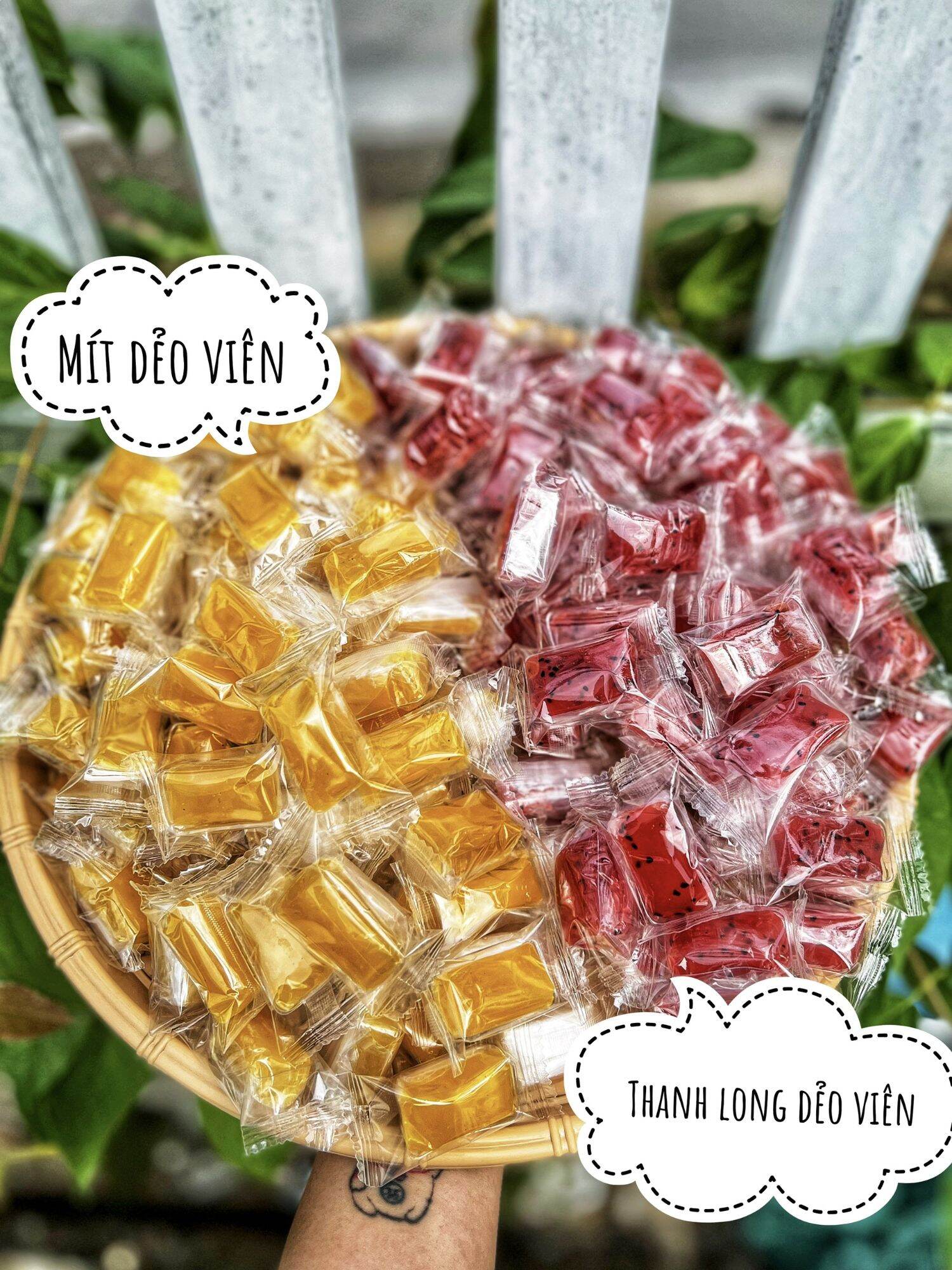 Mứt thanh long mix mứt mít dẻo viên 1kg