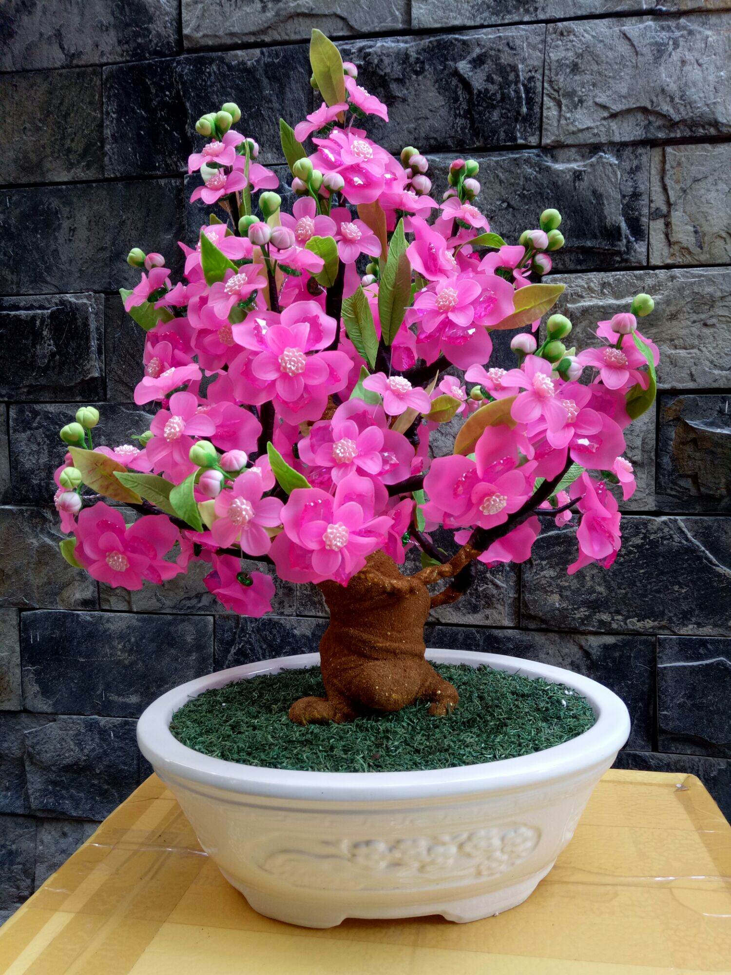 Chậu hoa đào pha lê (45x35x35)