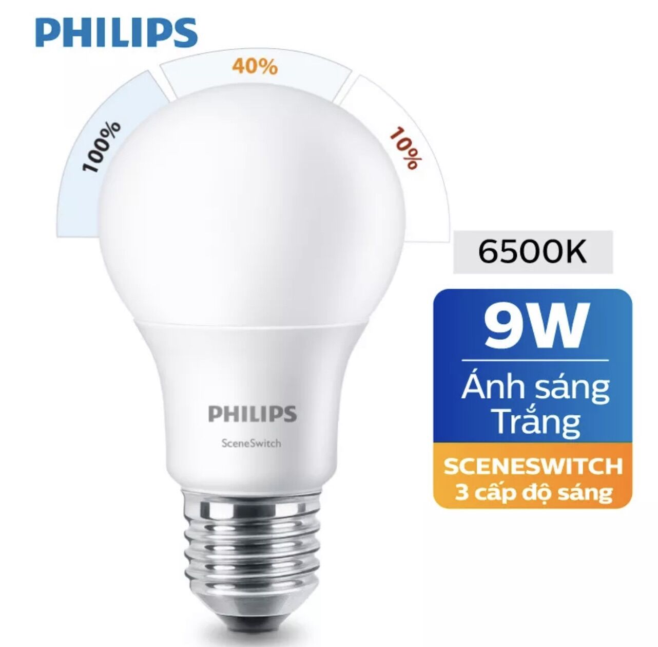 Bóng đèn 9w 3 cấp độ sáng philips. bóng led bulb 9w 3 cấp công suất đui e27 ánh sáng trắng / vàng philips. chính hãng philips bh 12 tháng.