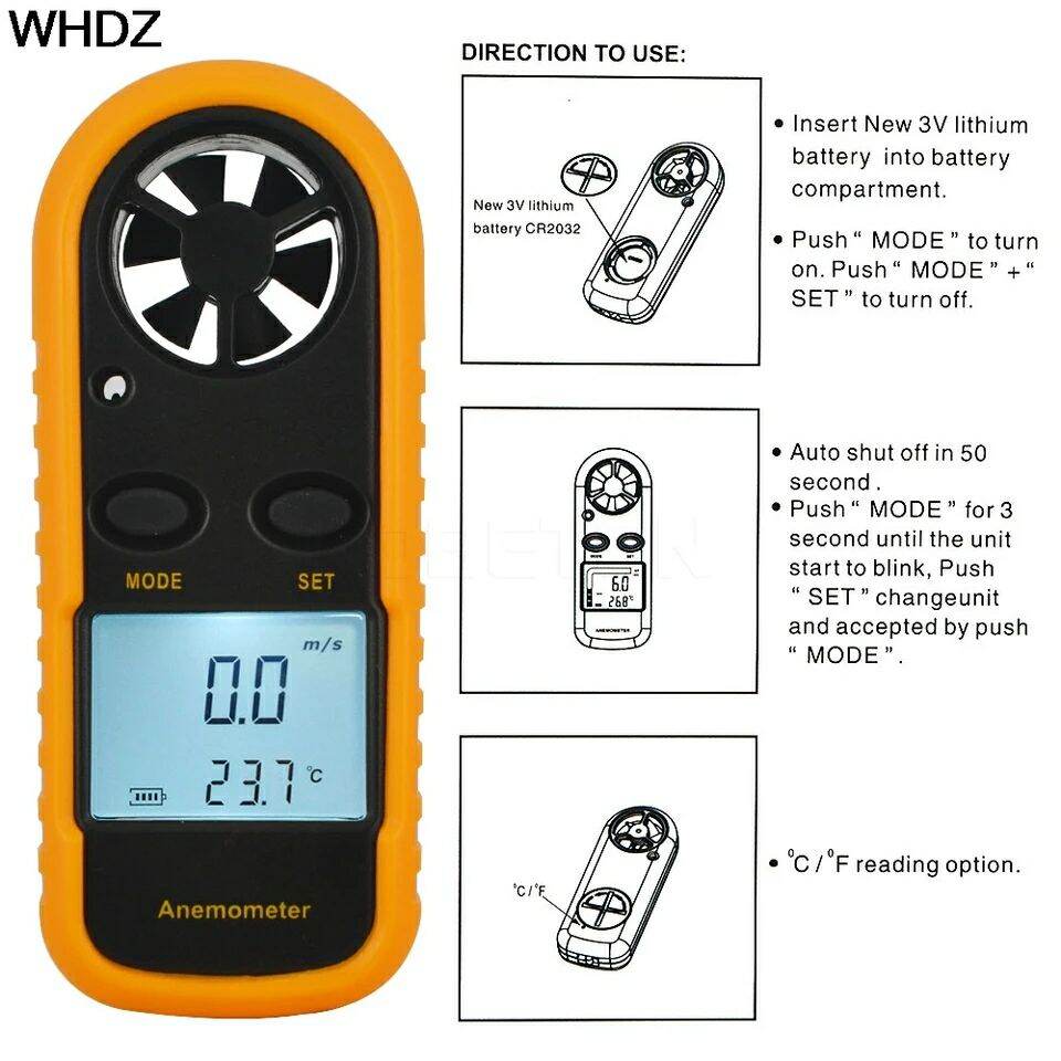 Máy đo tốc độ gió kỹ thuật số màn hình LCD GM816