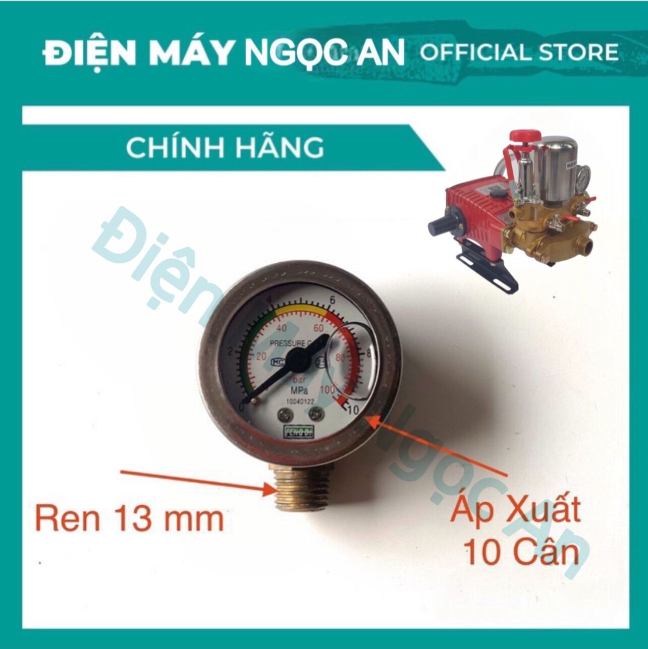 Đồng hồ đo áp đầu rửa xe - đo áp lực đầu rửa xe chân ren bằng đồng thau