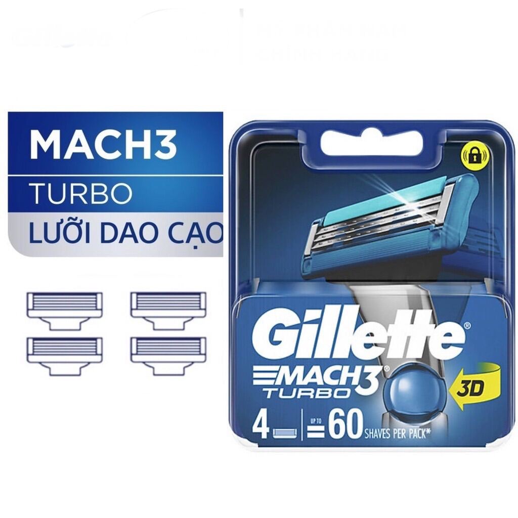 Hộp Lưỡi thay thế dao cạo râu Gillette Mach 3 Turbo 3D - Mach3 , Mach3+