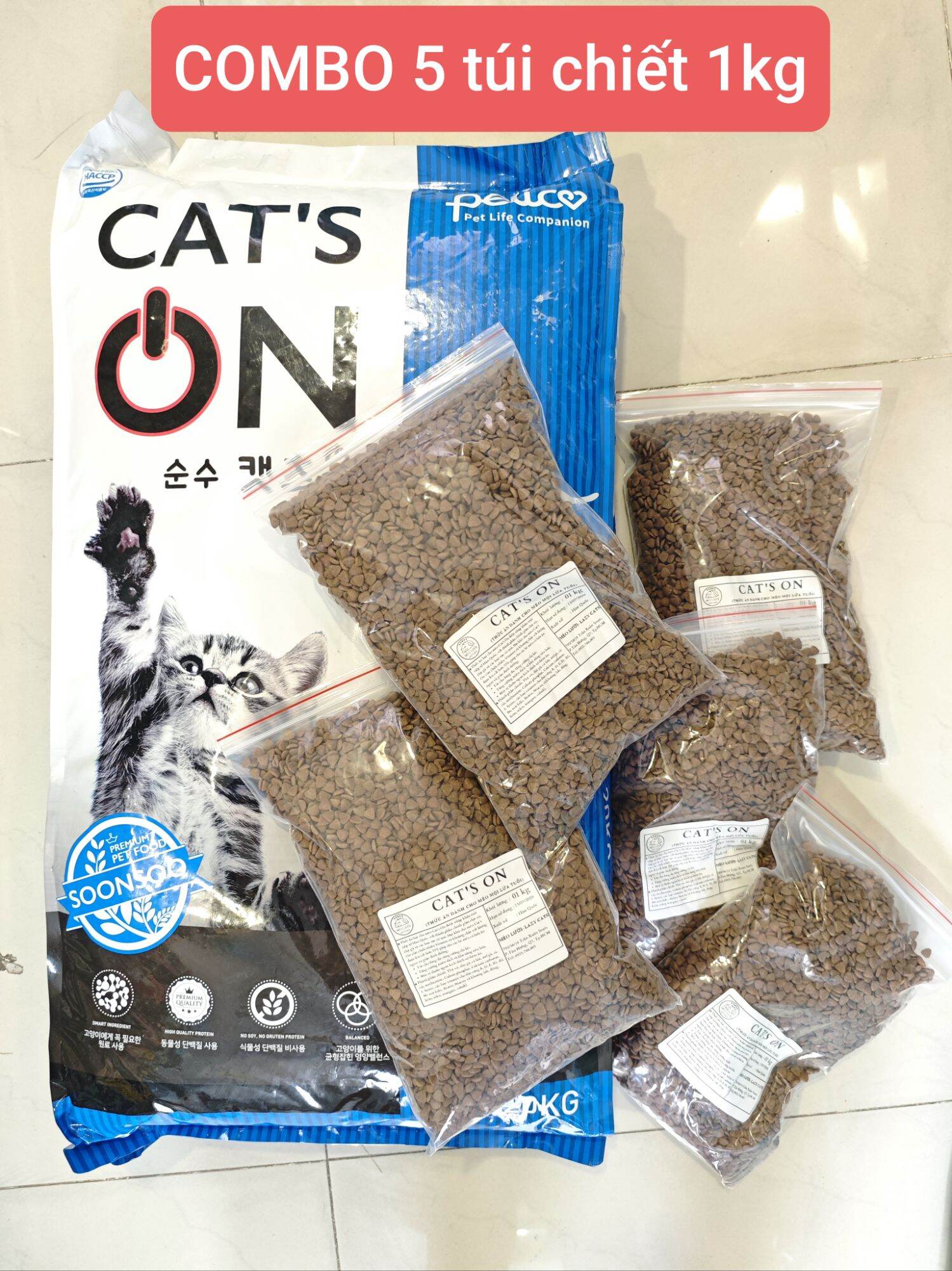 Combo 5kg chiết Cat's On - Hạt khô Cat On Hạt thức ăn mèo