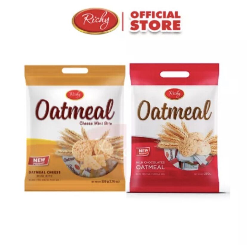 COMBO 2 GÓI BÁNH YẾN MẠCH RICHY OATMEAL HÀN QUỐC VỊ SỮA VÀ PHÔ MAI