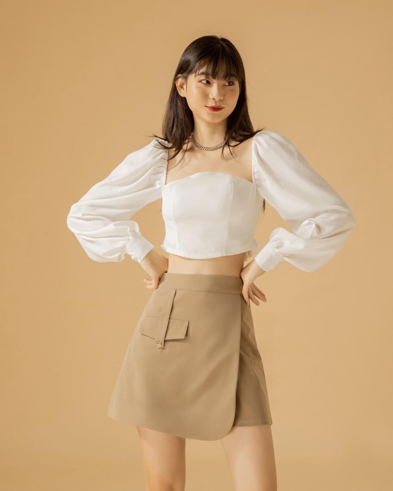 CLÉLIE - VÁY LENA BEIGE SKIRT