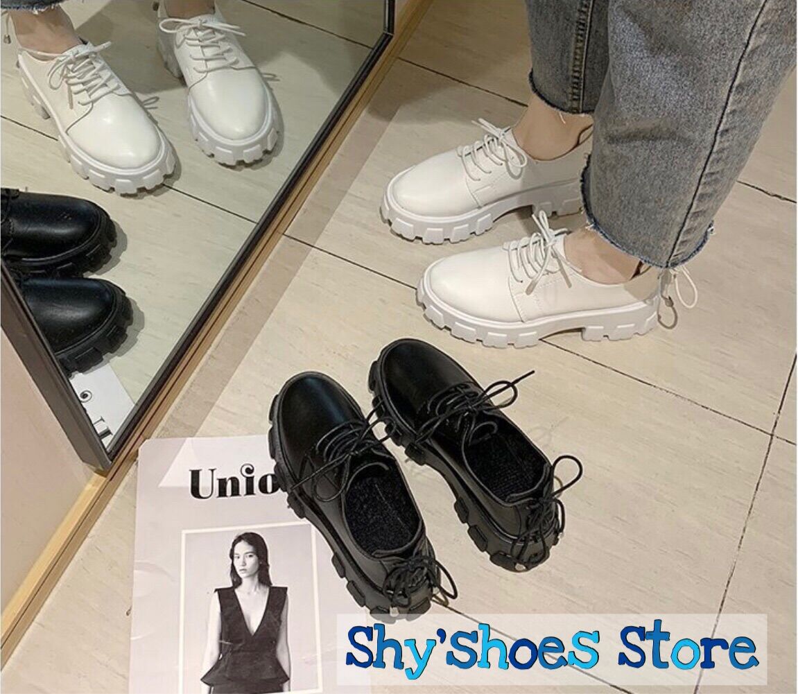 Giày boot oxford cổ thấp phong cách cá tính Trắng, Đen (size 35-40)