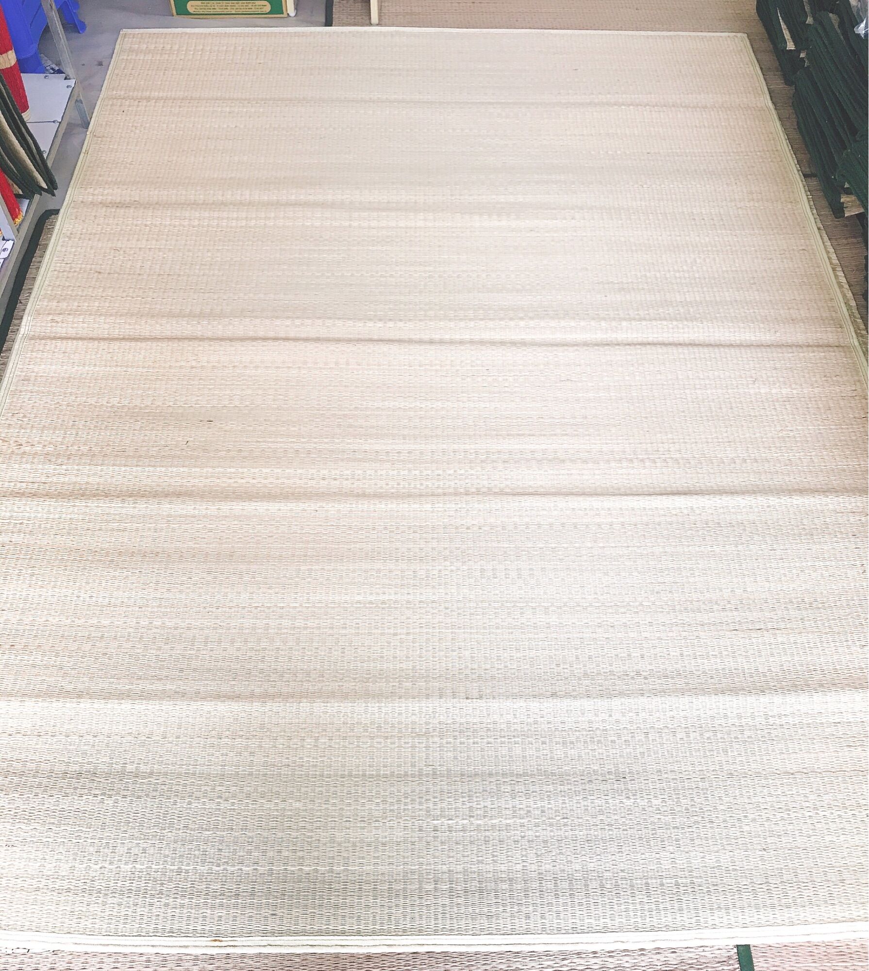 Chiếu Cói Trắng 1m8x2m Bo Viền, chiếu đậu loại 1