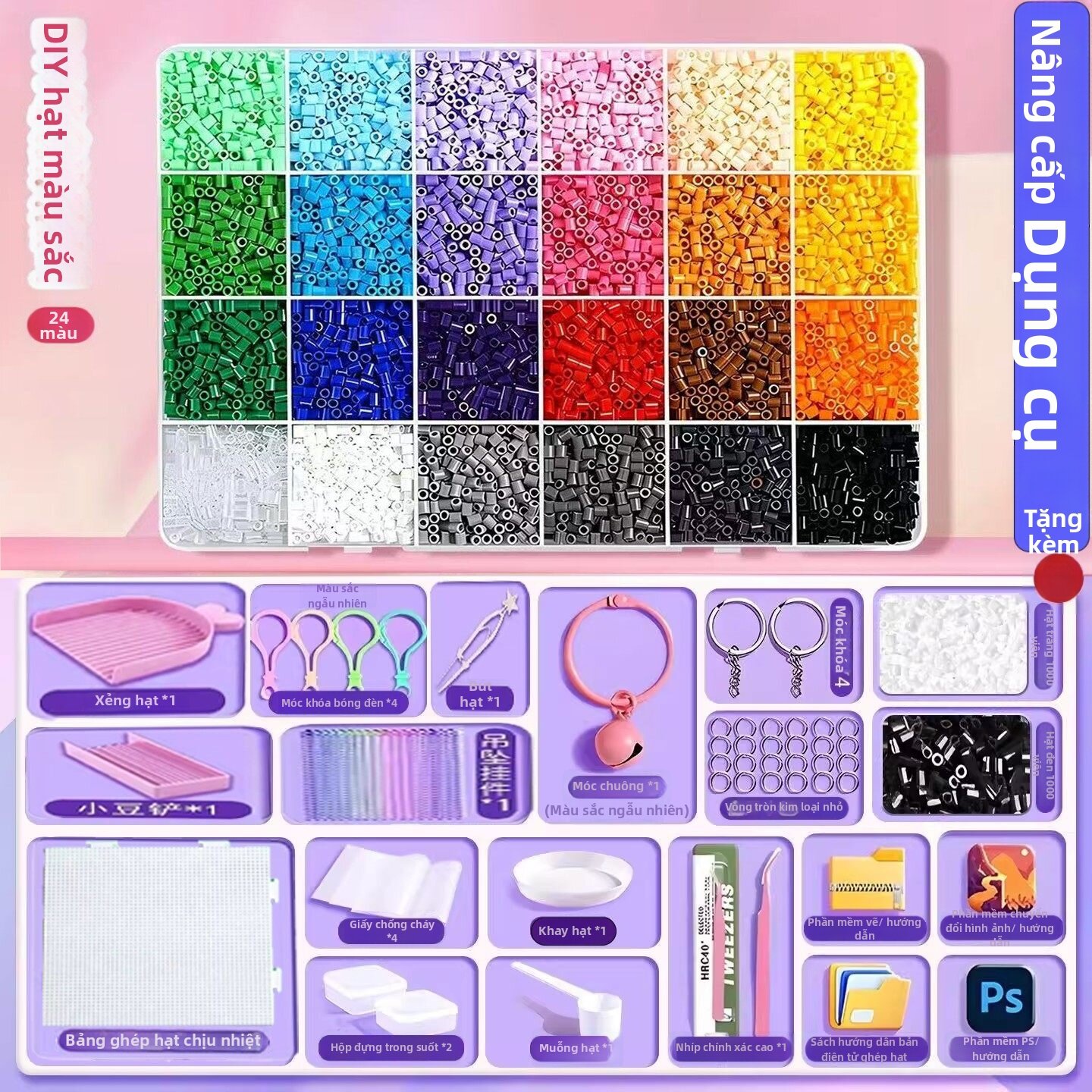 Bộ Đồ Chơi Học Tập DIY Với Hạt Đầy Đủ