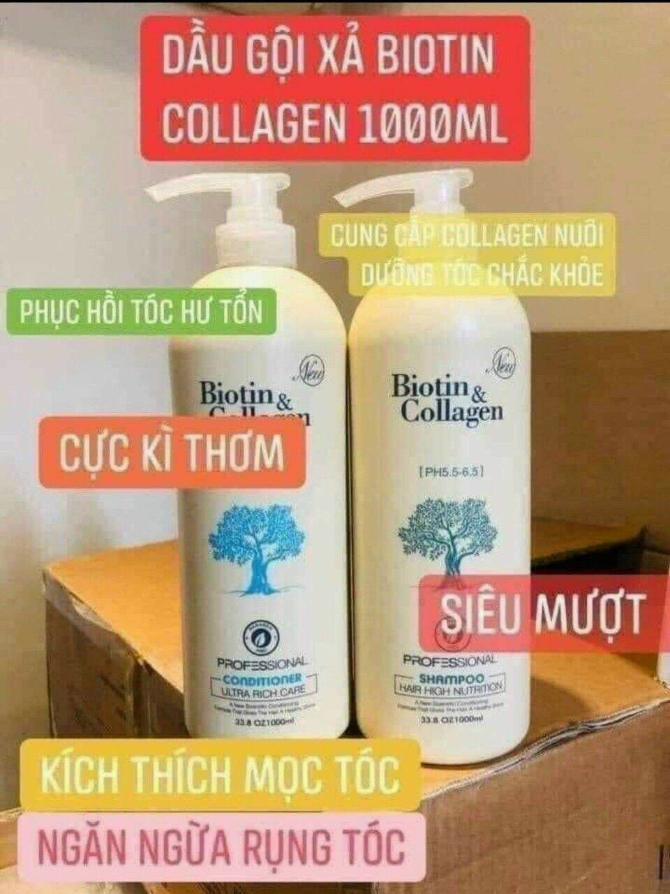 Combo Dầu Gội Xã Biotin Collagen New 1000Ml Dành Cho Tóc Khô