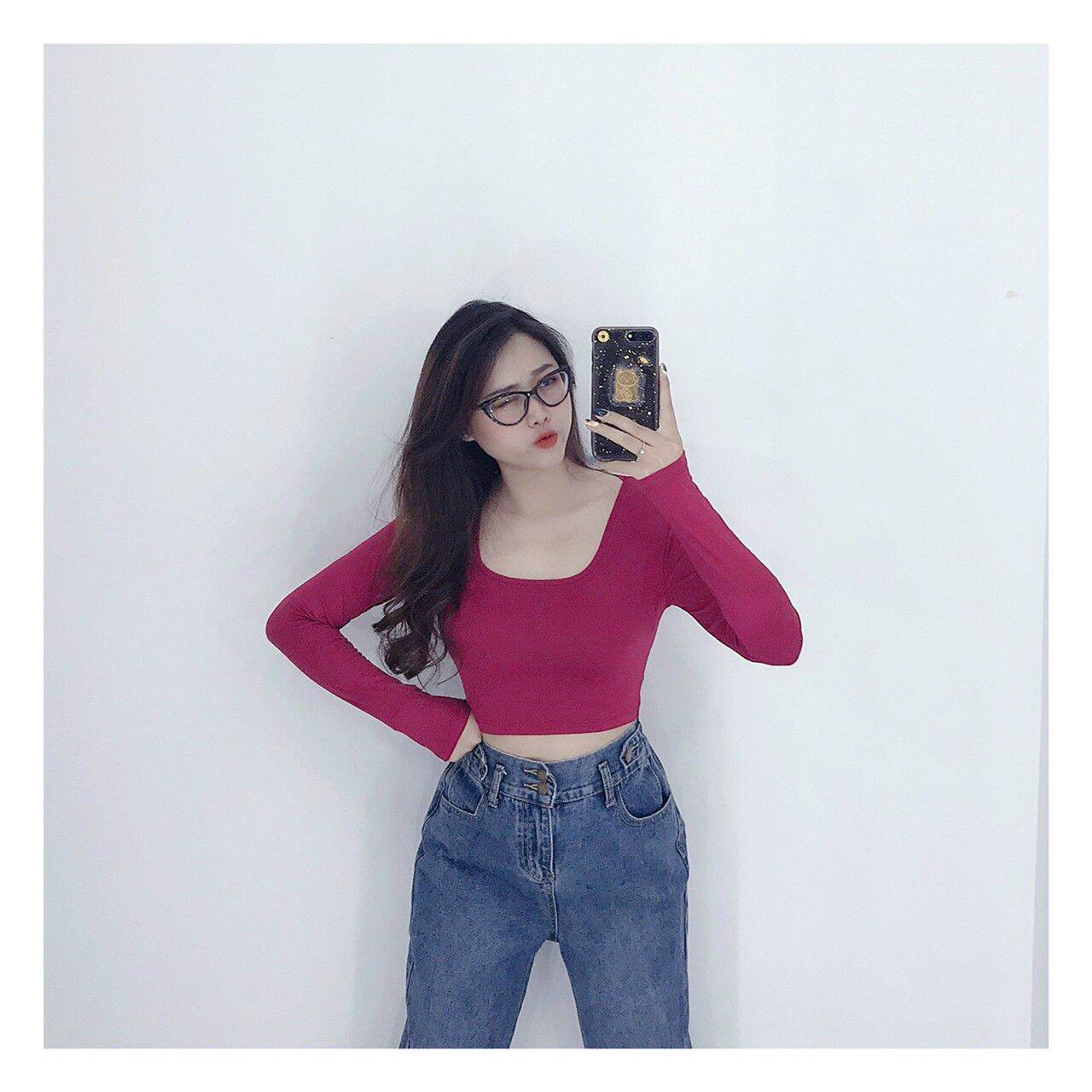 ÁO THUN LỤA CỔ VUÔNG CROPTOP