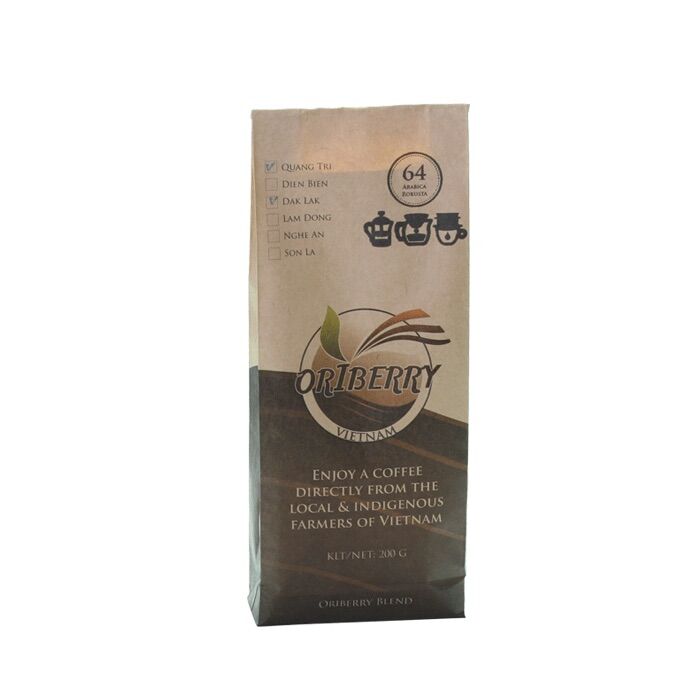 Cà phê pha phin 64 túi 200g rang mộc nguyên chất 60% Arabica và 40% robusta, túi 200g