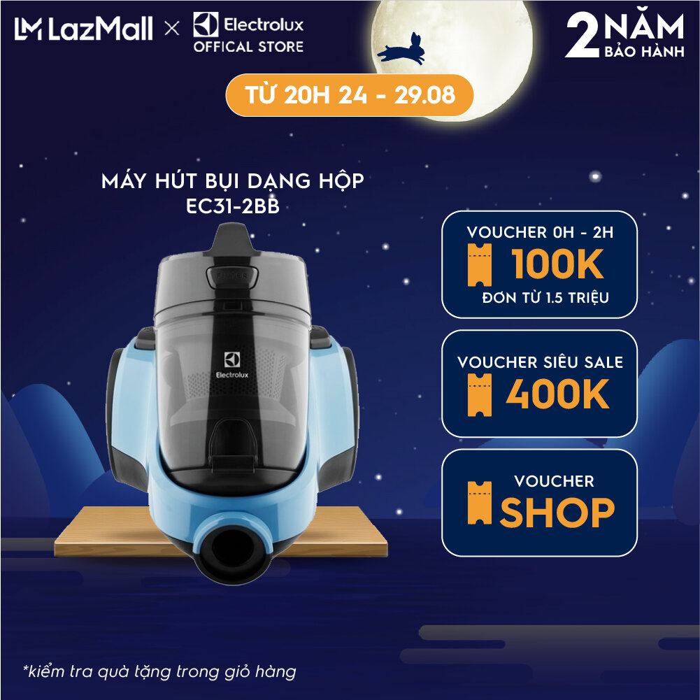 Máy hút bụi - hộp chứa bụi electrolux 1.8l - ec31-2bb - thiết kế để đổ bụi với một nút ấn, cùng bộ lọc 4 bước hút bụi sạch sâu