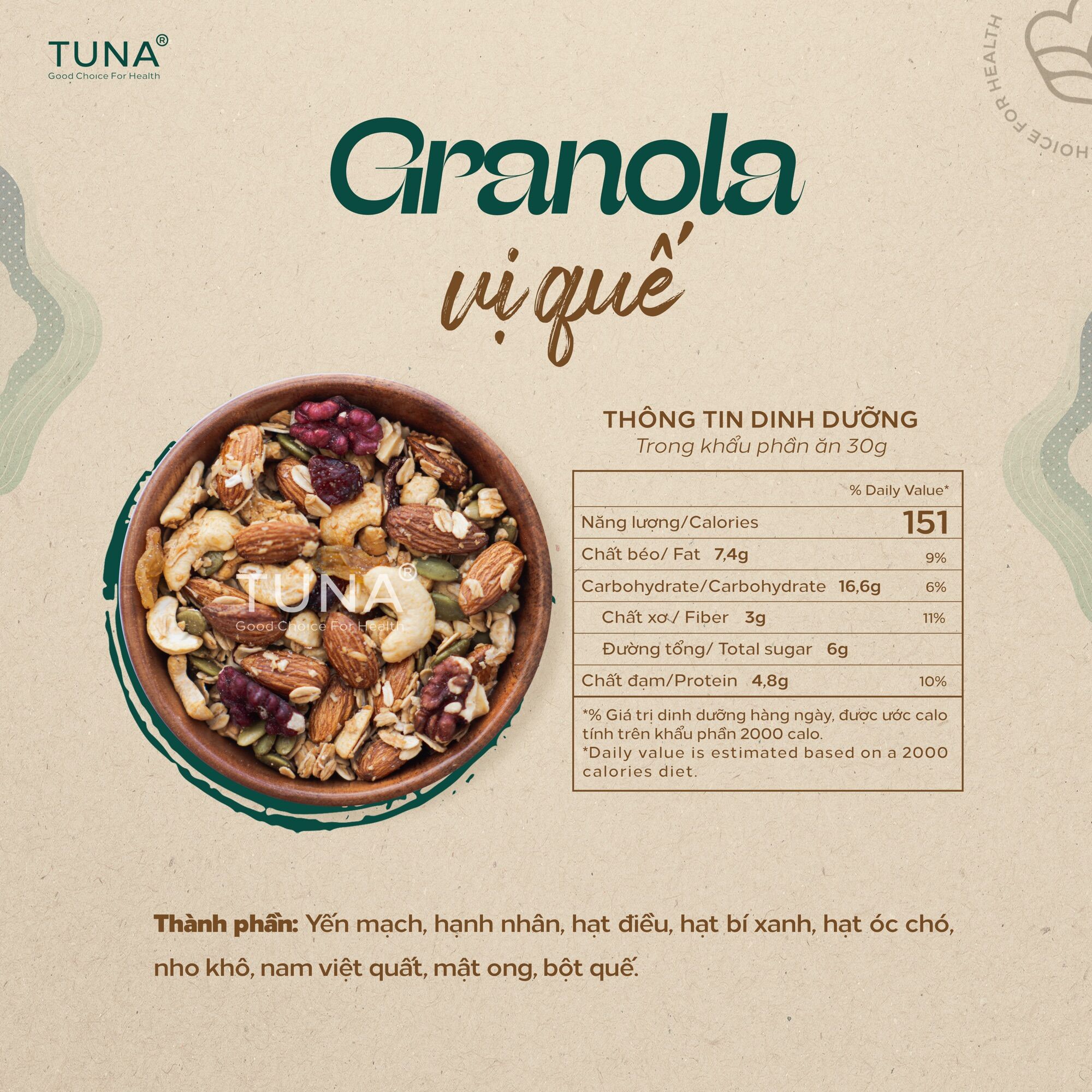 Combo 120g Granola Ngũ Cốc Ăn Kiêng Không Đường