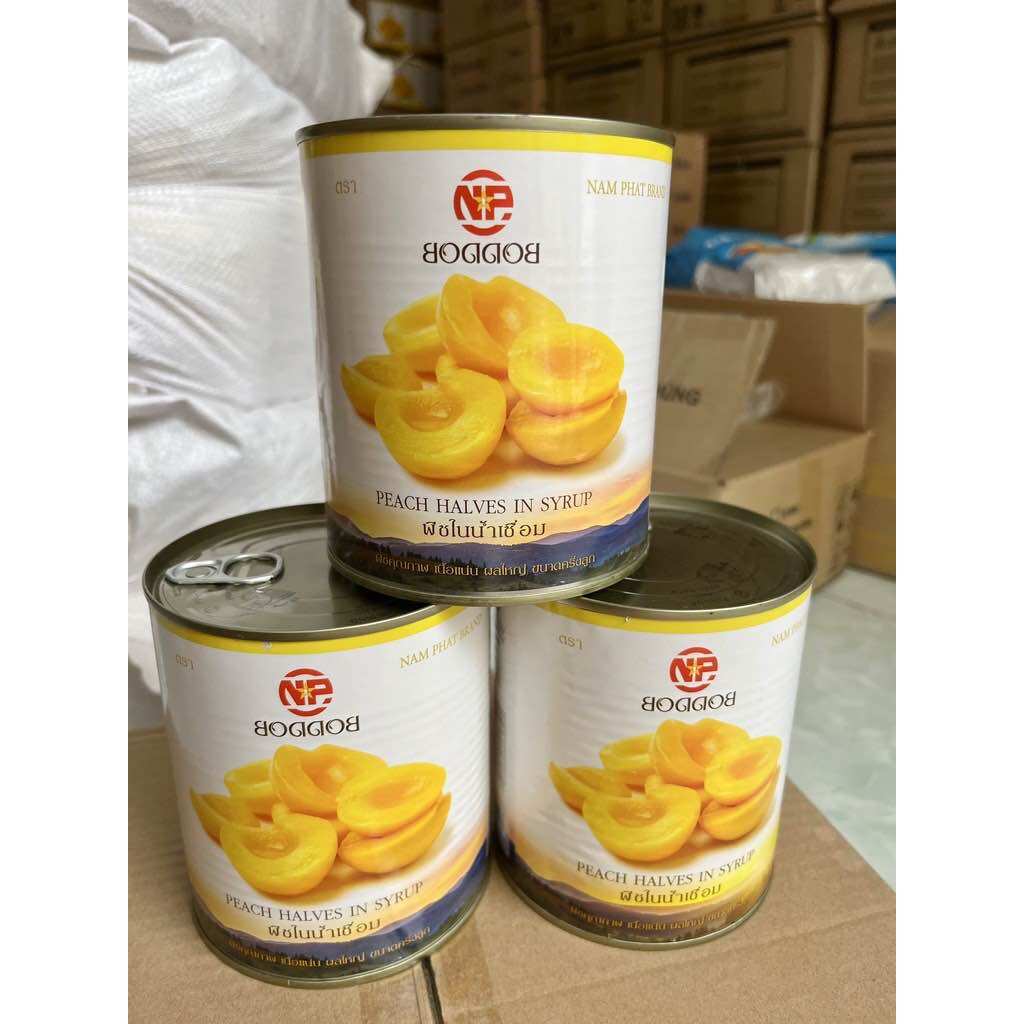 Trái Đào Ngâm Nước Đường Thái Lan lon 820gr