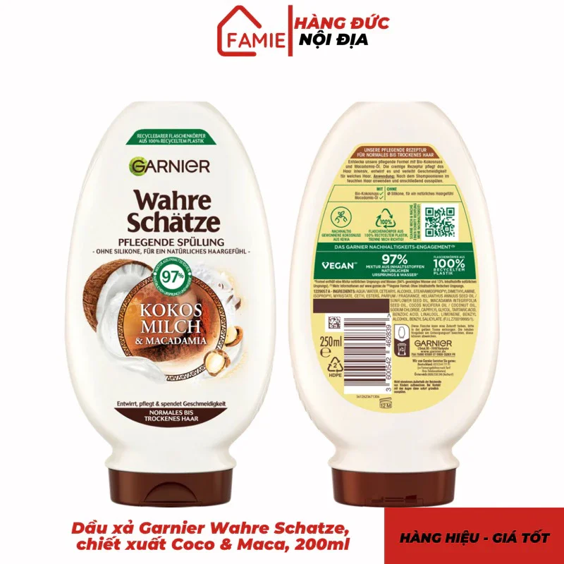 Dầu xả Garnier Wahre Schatze, 200ml - Hàng Đức