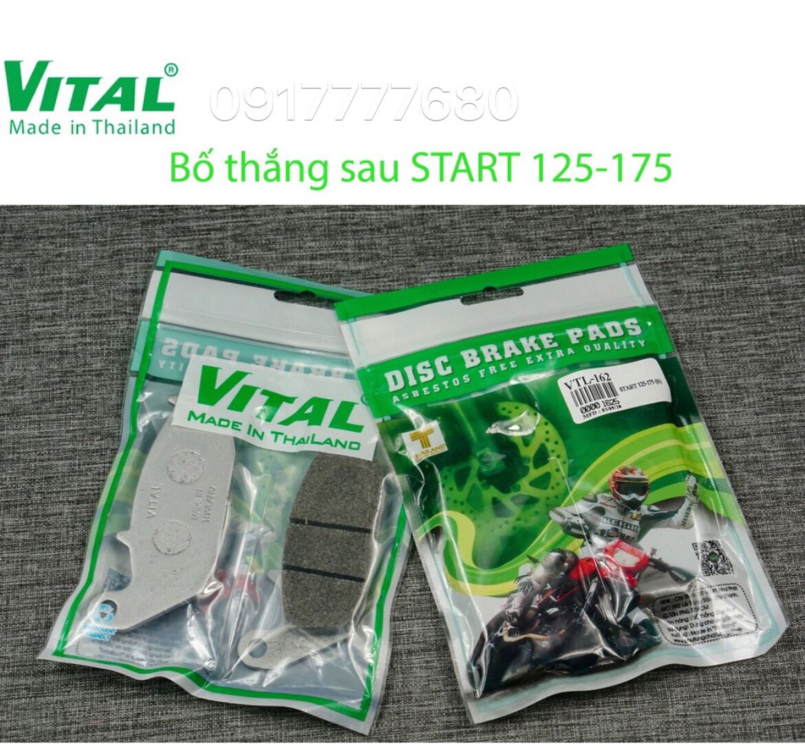 Bố thắng đĩa sau SYM  STAR 125 SR /175, GPX Demon 150/ 250 hiệu Vital - Má phanh xe máy, bố thắng đĩa VITAL Thái Lan chính hãng