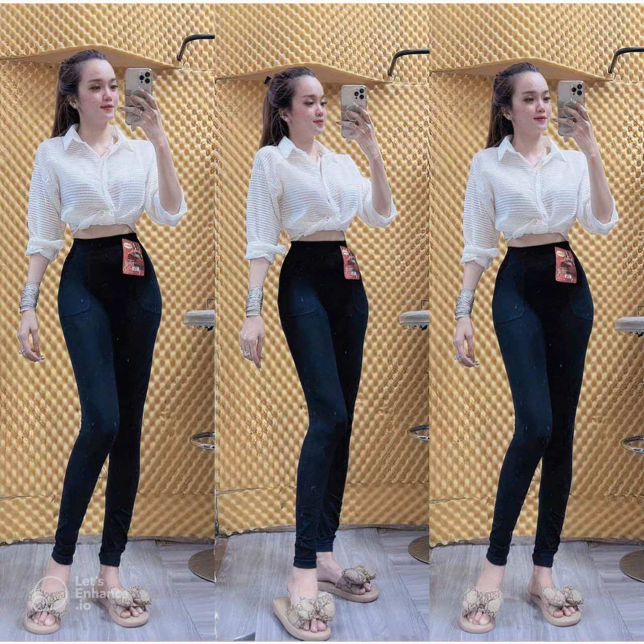 Quần dài 9966 legging qc 2 túi co giãn 4 chiều dài 90cm