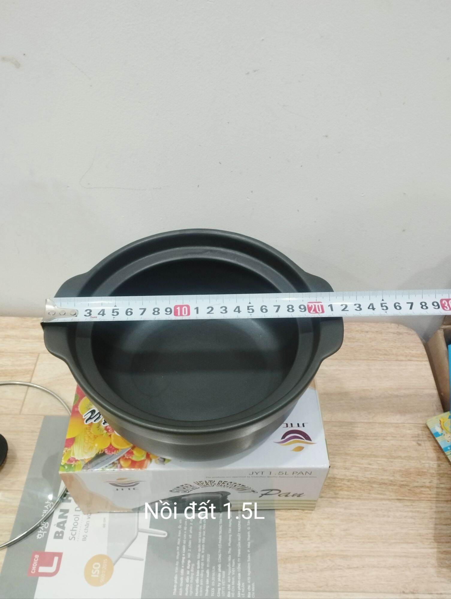 Nồi đất 1.5 lit nắp kiếng (22 x 19 x 8.5cm)
