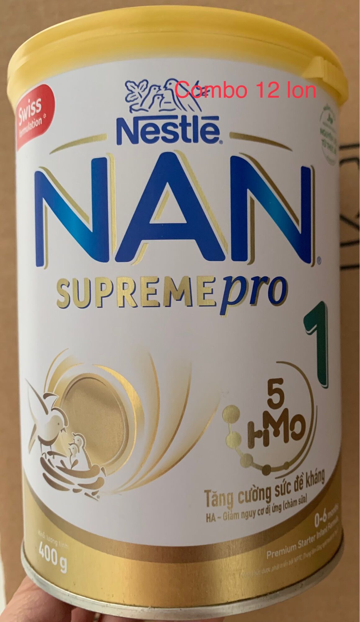 Combo 12 lon nan supremepro 1 400g- cho bé 10-6 tháng