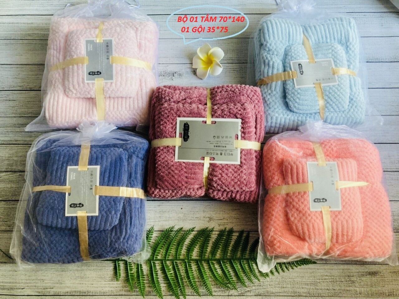 Set 2 khăn tắm lông cừu xuất Hàn