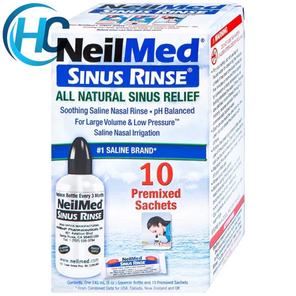 [CHÍNH HÃNG] Bình rửa mũi NEILMED (Tặng kèm 10 gói muối rửa)