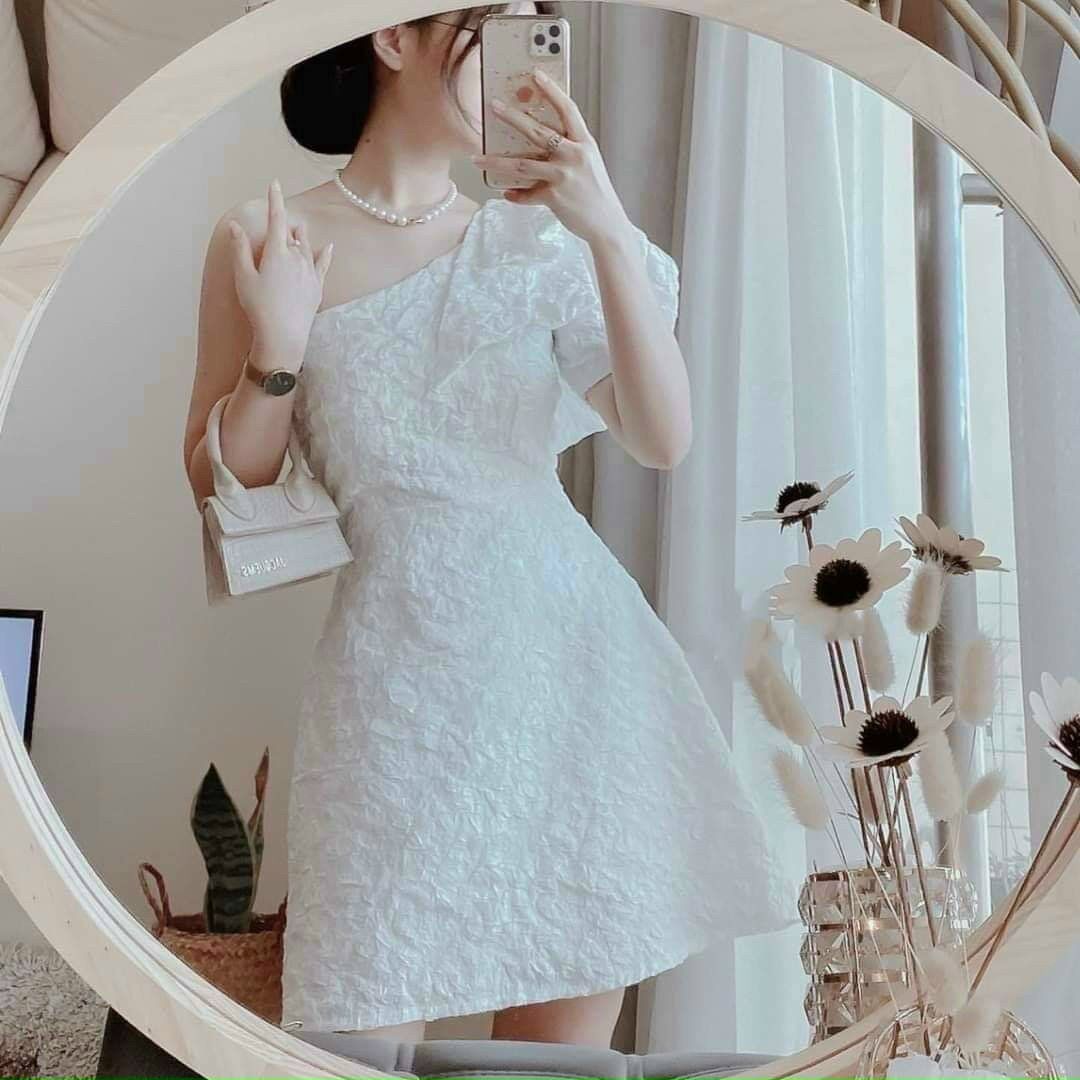 ĐẦM GẤM LỆCH VAI(CÓ 4 SIZE XS-S-M-L)